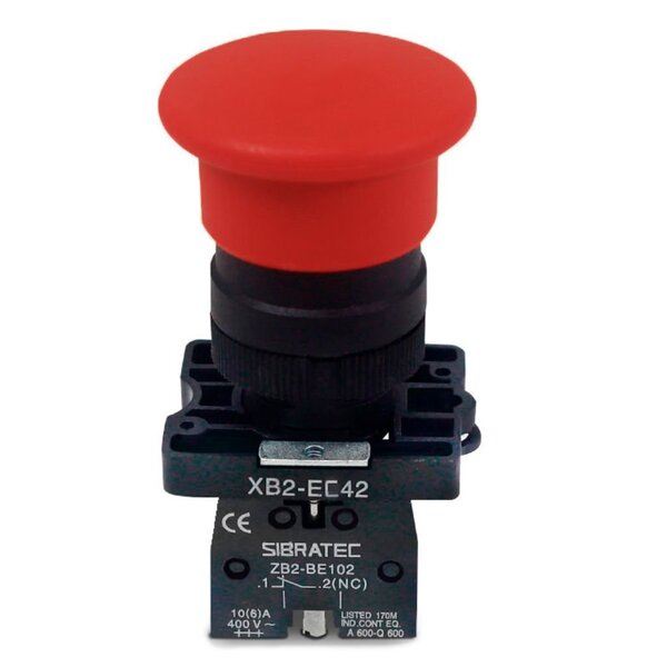 Botão De Emergência | Plástico | Xb2-ec42 | Vermelho | Sem Tr